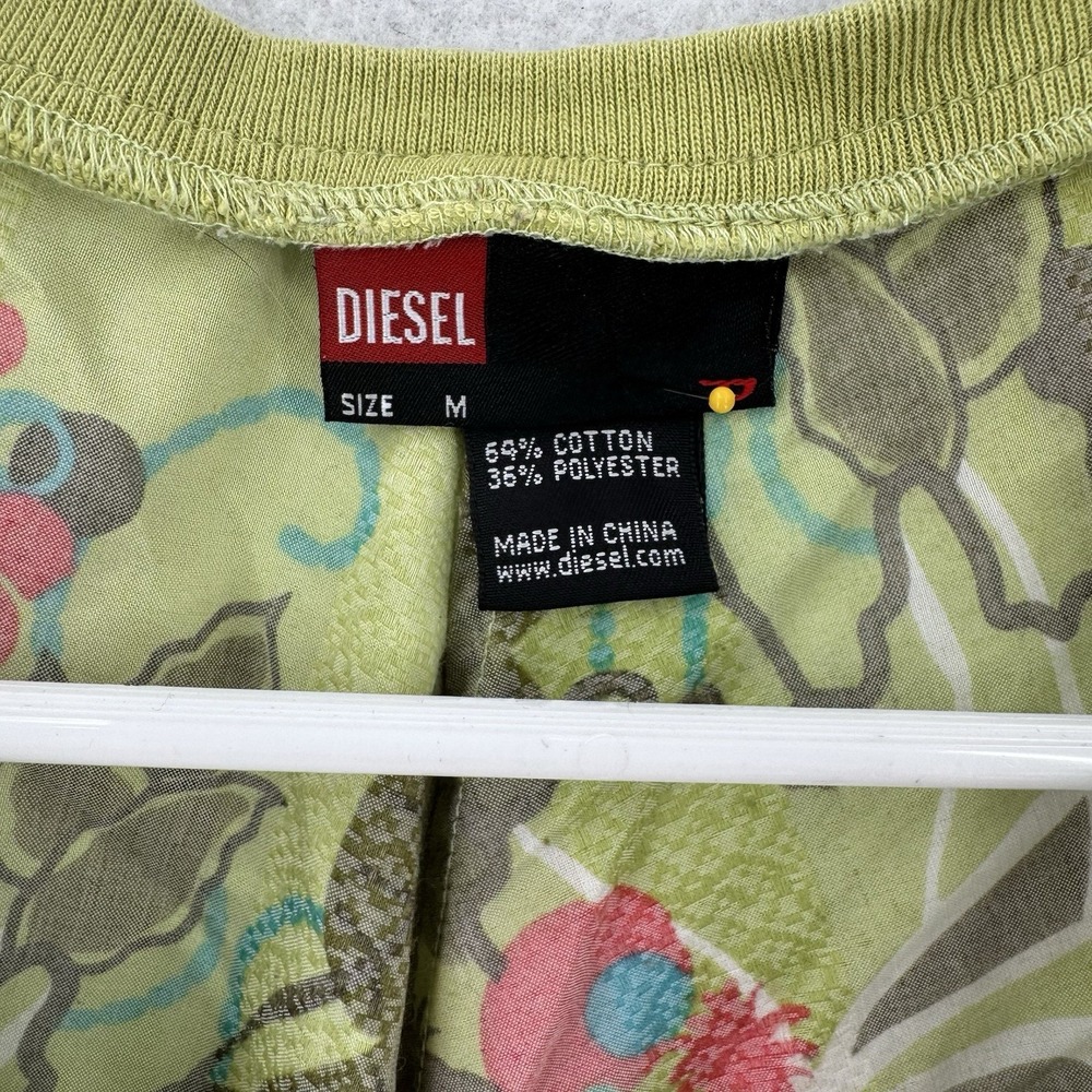 Diesel Kimono‎ Blouse Womens Medium Green Floral V Neck Open Cover Up Inside Tie - Picture 3 of 7